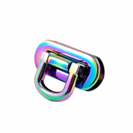 Oval Flip Lock Iridescent Rainbow