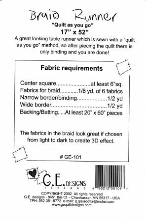 Braid Runner (Quilt As You Go)
