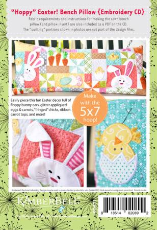 Hoppy Easter Pillows Bench Pillow Machine Embroidery CD