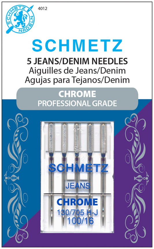 Chrome Denim Schmetz Needle 5 ct, Size 100/16