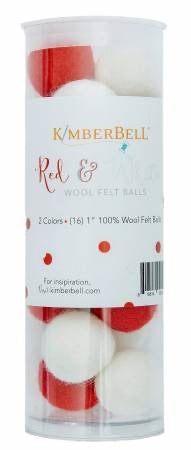 Wool Felt Balls - Red and White