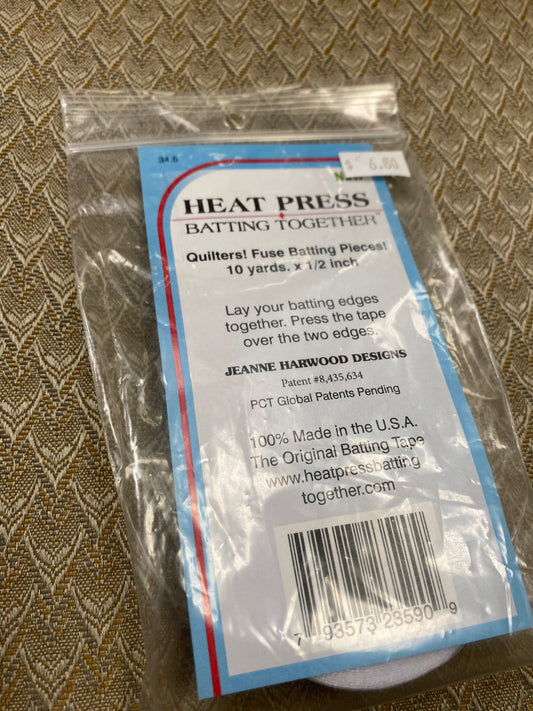 Heat Press Batting Together- 10 yards x 1/2" Roll