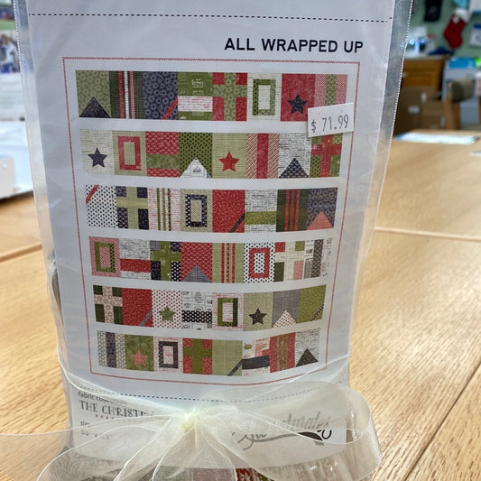 All Wrapped Up Quilt Pattern and The Christmas Card Fat Eighth Bundle - 40 Pieces