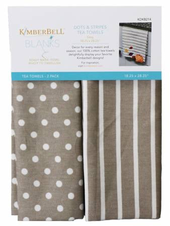 Dots & Stripes Tea Towel - Grey