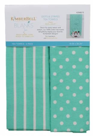 Dots & Strips Tea Towel - Aqua