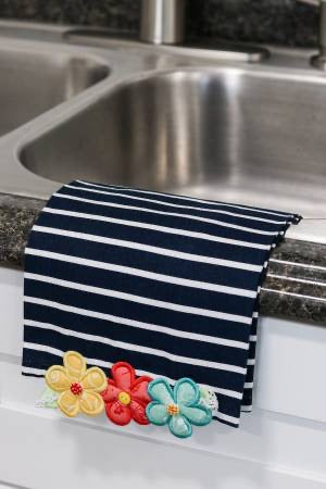 Dots & Stripes Tea Towel - Navy