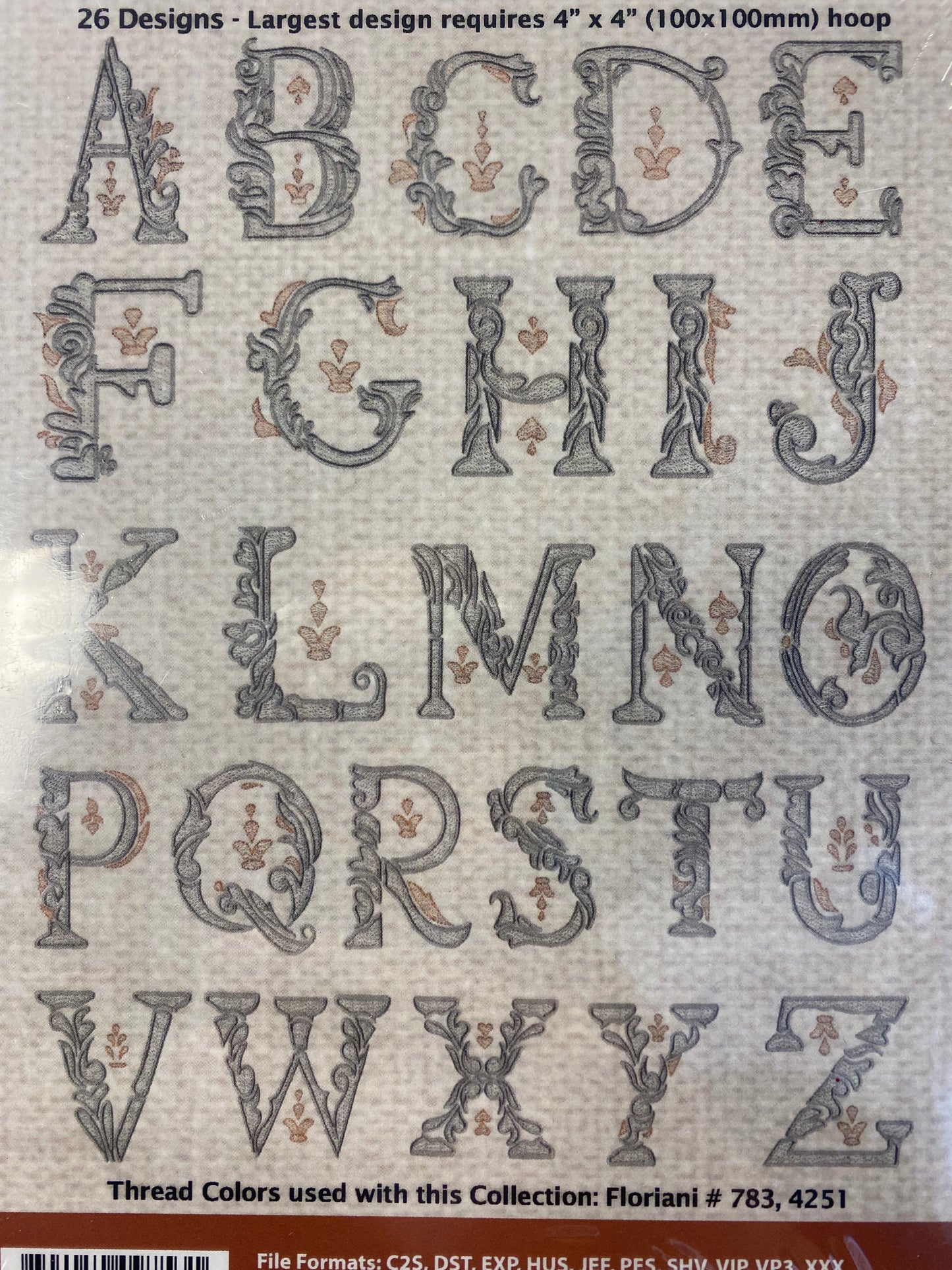 Floriani Embroidery Design, Antique Script Letters