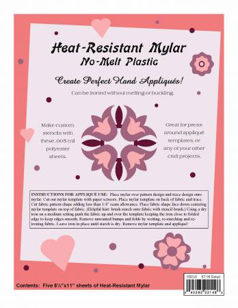 Heat Resistant Mylar Template Sheet
