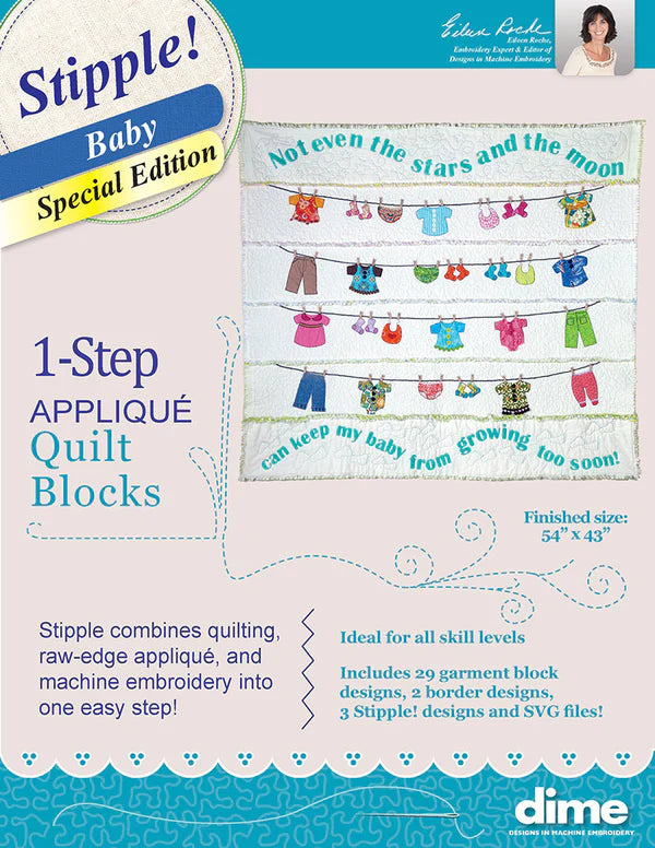Stipple!Baby Rag quilt pattern and embroidery file